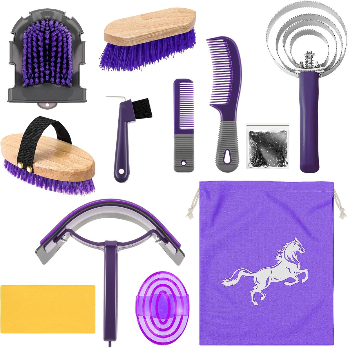 Abbylike 12 Pieces Horse Grooming Kit Racing Festival Tack Room Supplies Horse Brush Sets Equine