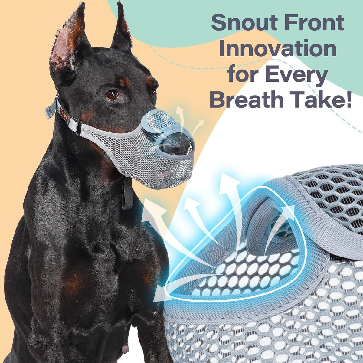 LUCKYPAW Dog Muzzle for Large Medium Small Dogs, Patented Mesh Muzzle to Prevent Biting Chewing