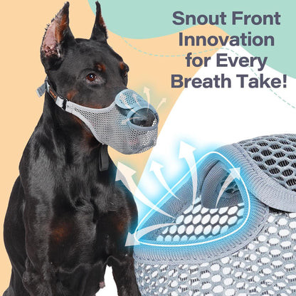 LUCKYPAW Dog Muzzle for Large Medium Small Dogs, Patented Mesh Muzzle to Prevent Biting Chewing