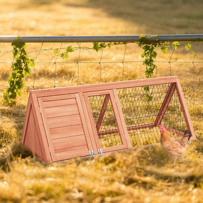 Chick Coop,Outdoor Chicken Run Cage Wooden Triangle Quail Coop with Ventilating Wire Poultry Hutch