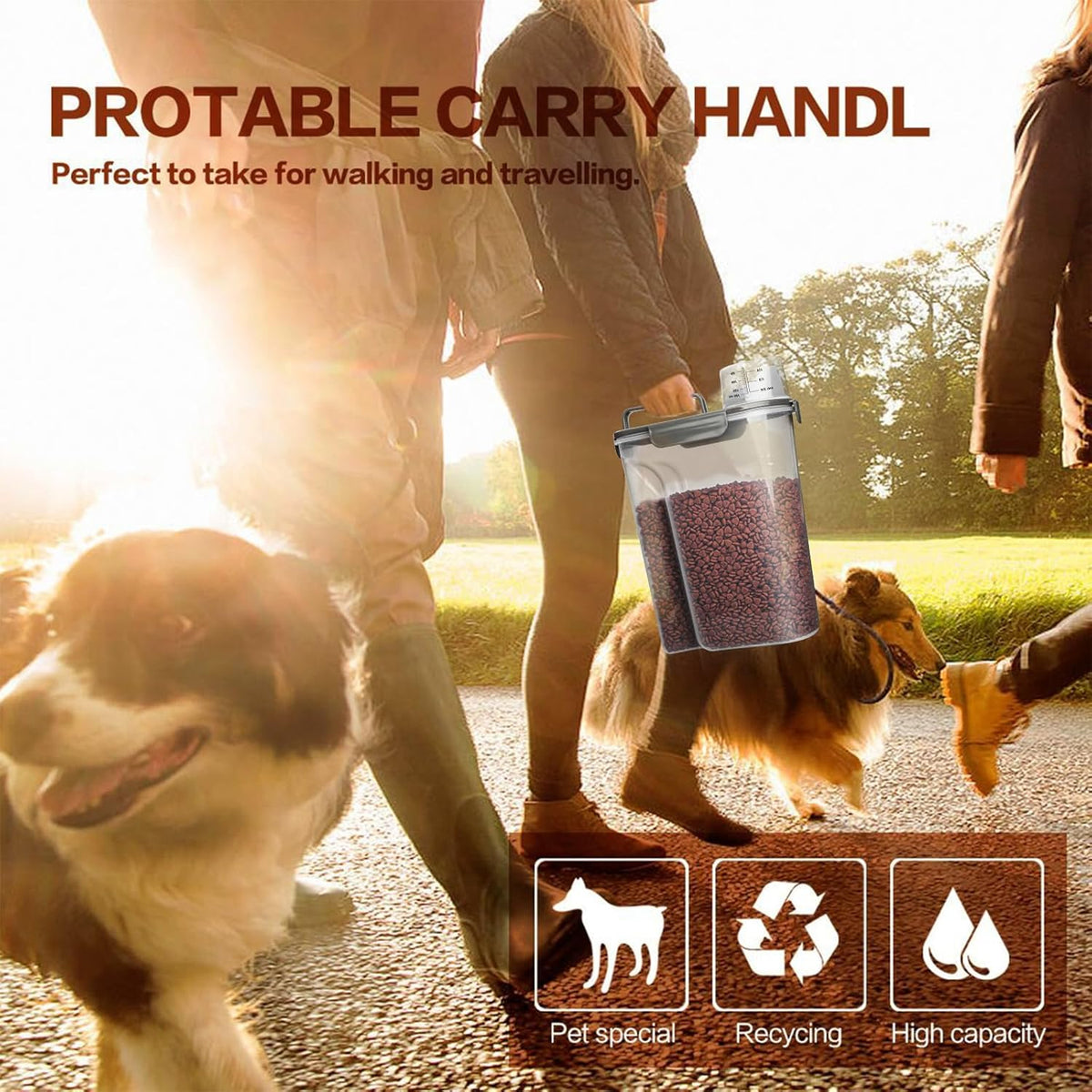 Dog Food Storage Container, 5-7 Lbs Airtight Pet Food Container, Cat Food Container Dispenser with