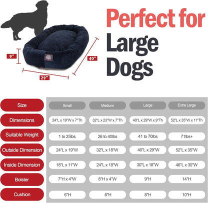 Majestic Pet 40 Inch Micro Velvet Calming Dog Bed Washable – Cozy Soft Round Dog Bed with Spine for