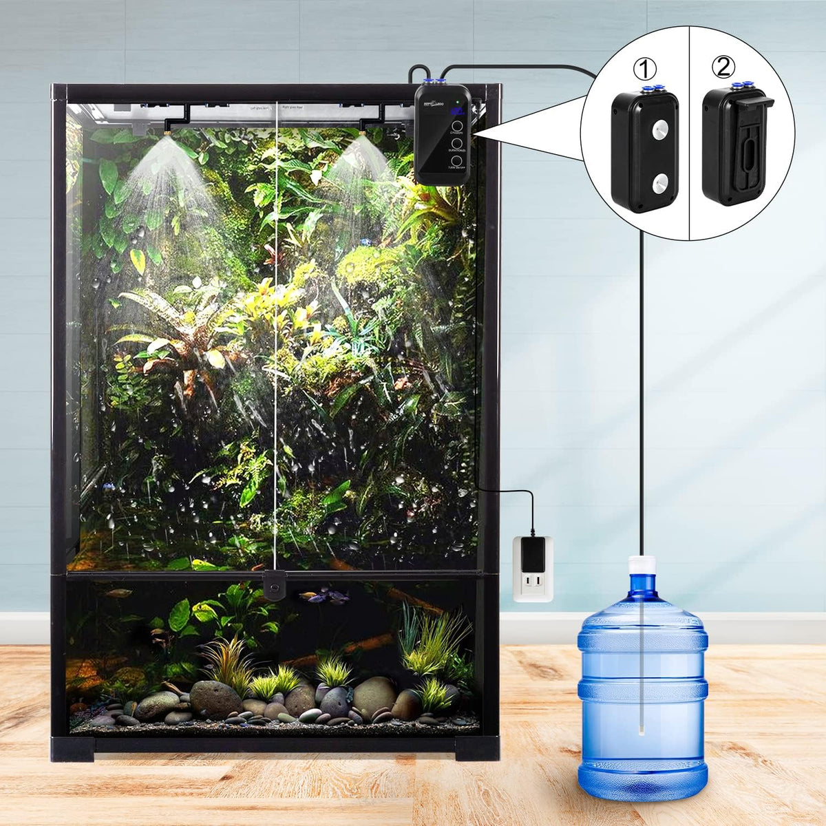 REPTI ZOO Reptile Humidifier, Mini Automatic Misting System for Reptile Terrariums, Rainforest
