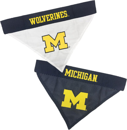 Pets First Collegiate Pet Accessories, Reversible Bandana, Michigan Wolverines, Small/Medium