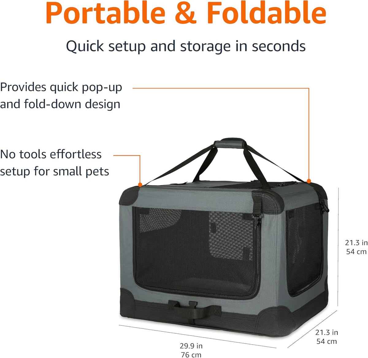 Amazon Basics 4-Doors Portable Soft-Sided Folding Travel Crate Kennel for cat, Dog, and Other Small