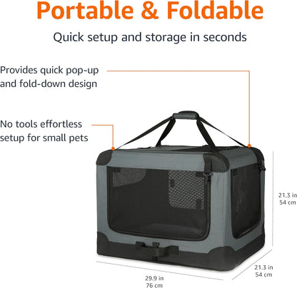 Amazon Basics 4-Doors Portable Soft-Sided Folding Travel Crate Kennel for cat, Dog, and Other Small