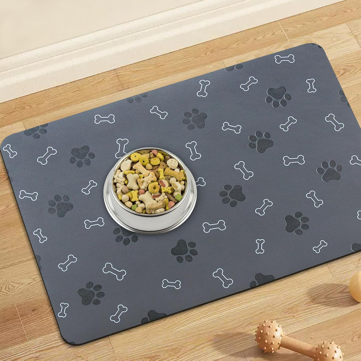 Pet Cat Dog Food Mat Non Slip Mat for Dog Water Bowl Mat Quick Dry Absorbent Cat Feeding Mat, 18.1