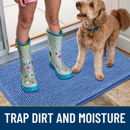 Smiry Dog Door Mat for Muddy Paws 24x16, Absorbs Moisture and Dirt Doormat, Non-Slip Washable Quick