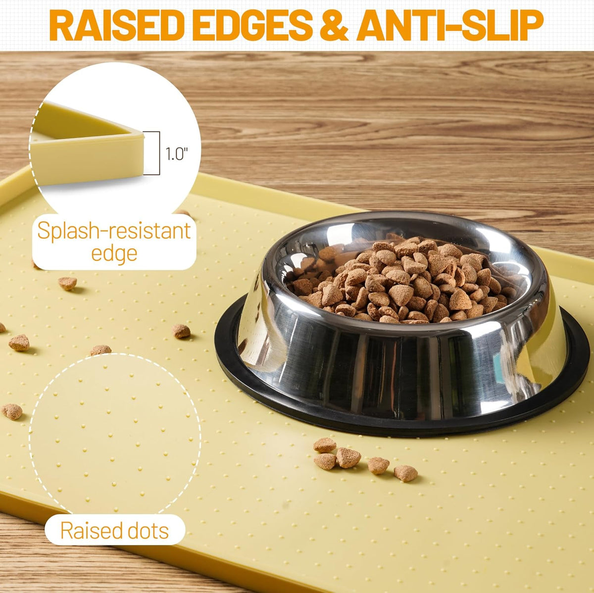 Hubulk Dog Feeding Mat,100% Waterproof Food Grade Silicone Pet Food and Water Bowl