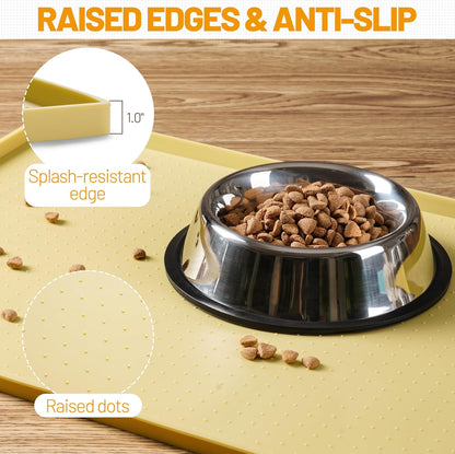 Hubulk Dog Feeding Mat,100% Waterproof Food Grade Silicone Pet Food and Water Bowl