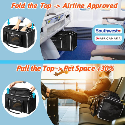 Petskd Top-Expandable Pet Carrier 18x13x9.5 Inches Southwest Airline Approved, Soft-Sided Carrier