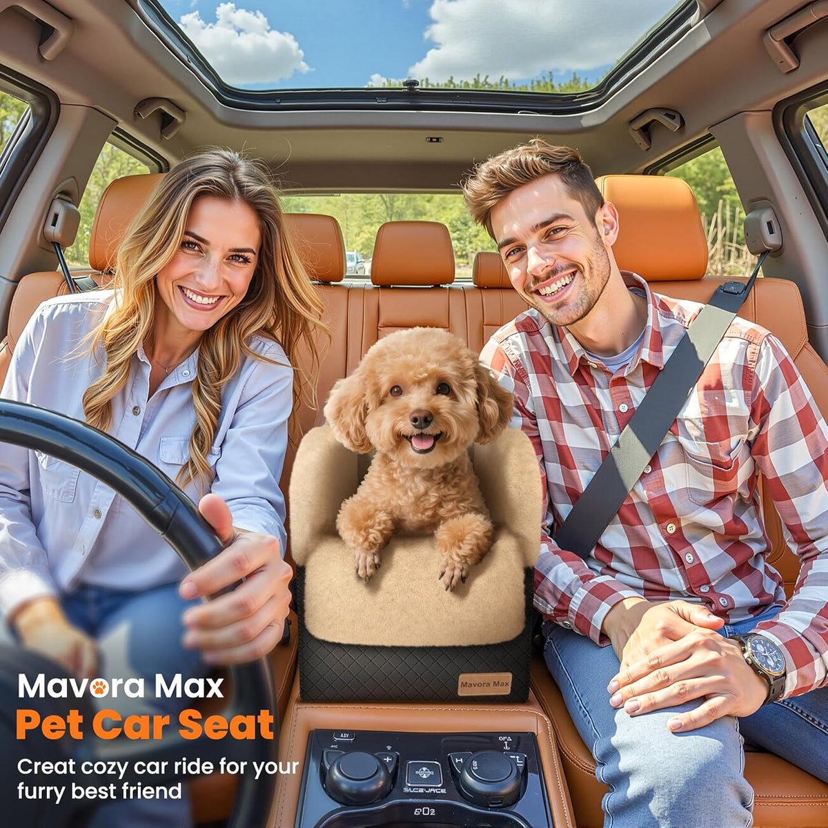 Portable Small Dog Seat for Car,Luxury Center Console Dog Car Seat Booster with Safety