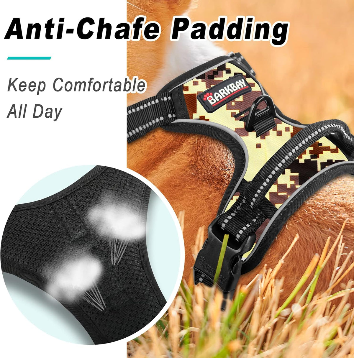 BARKBAY No Pull Dog Harness Large Step in Reflective Dog Harness with Front Clip and Easy Control