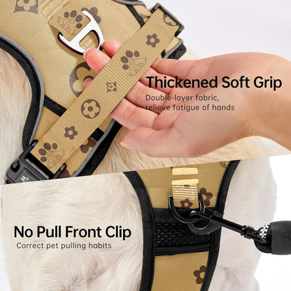 NESTROAD No Pull Dog Harness,Adjustable Oxford Dog Vest Harness with Leash,Reflective No-Choke Pet