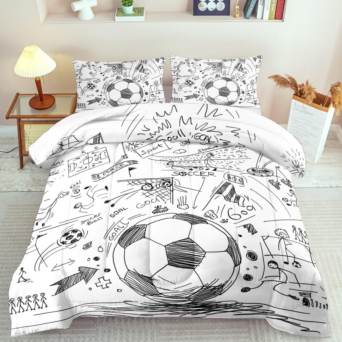 Football Sports Comforter Sets for Boys King,Soccer Comforter Sport Bedding for Boys Room,Gaming