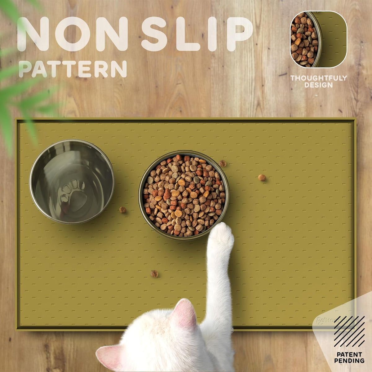 Dog Food Mat - 24x15 Raised Edges Dogs Mat for Food and Water Prevent Spill, Waterproof Cat Food