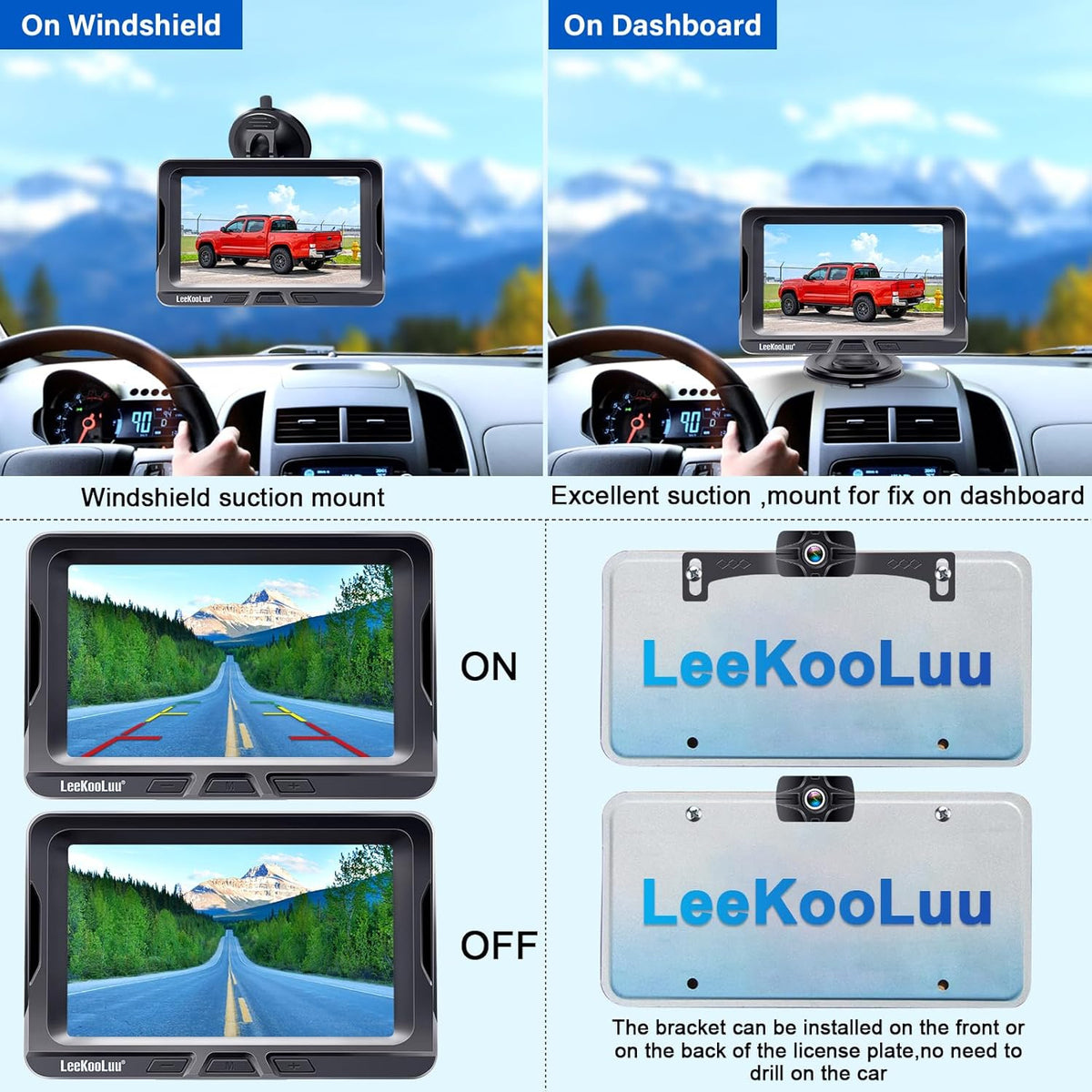 Wireless Backup Camera Ease Install - Color Image HD 1080P 5 Inch Monitor Digital Signal Stable