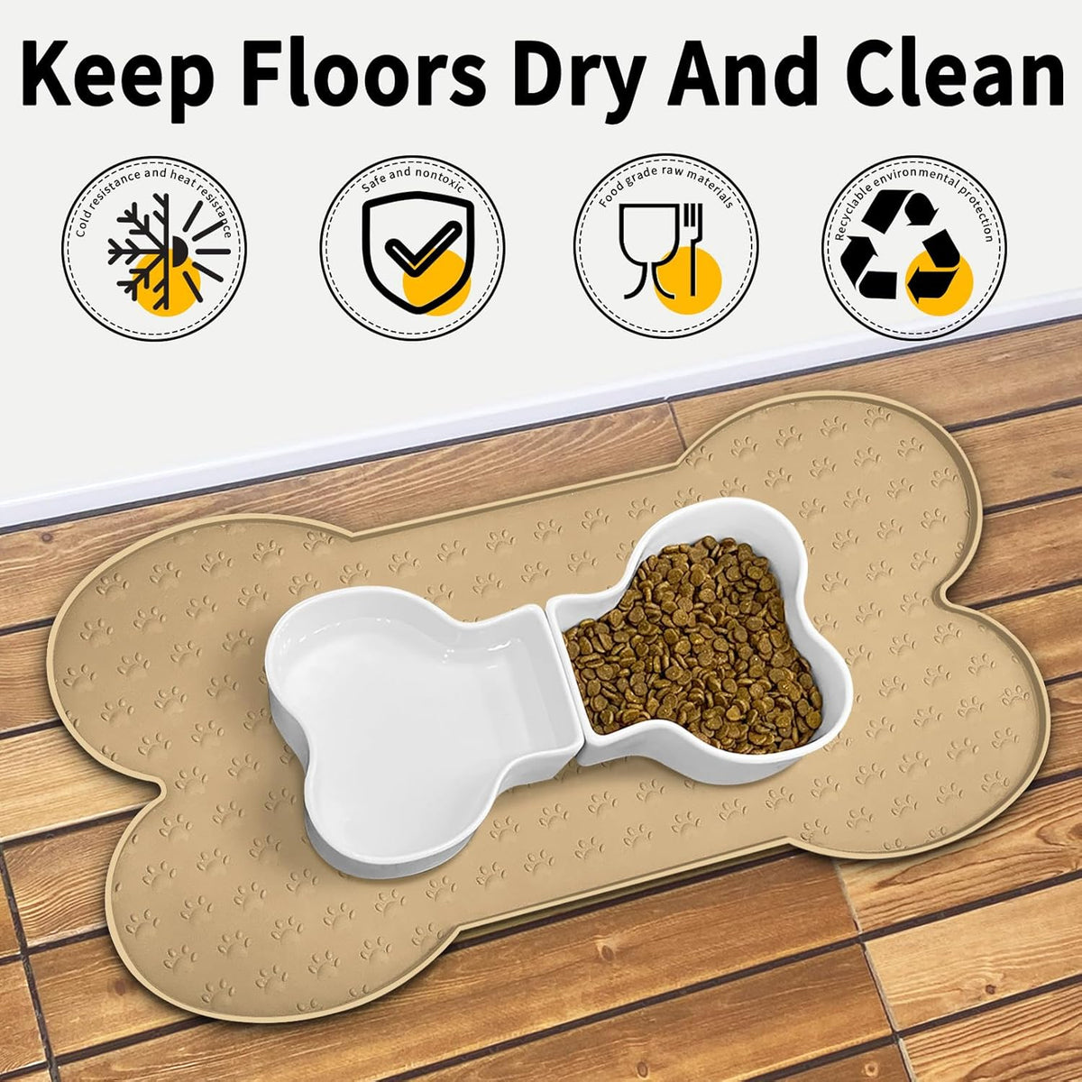 Dog Food Mat Anti-Slip Silicone Dog Bowl Mat Thicker Pet Placemat Waterproof Cat Feeder Pad with
