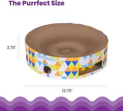 Catstages Bowl Track Scratcher Cat Ball-Track Toy, Corrugated Scratch, and Lounger All-in-One, Two