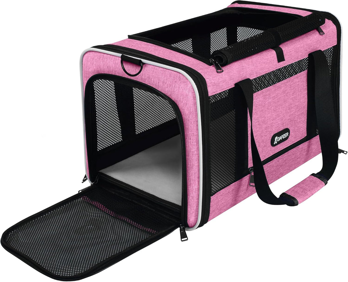 Cat Carrier 18x11x11 Delta Airline Approved, Easy Load Soft Pet Plane Travel Bag 15 pounds, Teacup