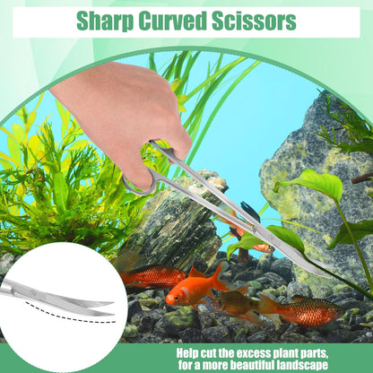 Aquarium Aquascape Tools Kit, 4 in 1 Anti-Rust Aquatic Plant Aquascaping Tool Stainless Steel Black