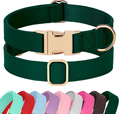 PET ARTIST Soft PU Leather Dog Collar, Bright Color & Durable Dog Collar Leather with Rose Gold