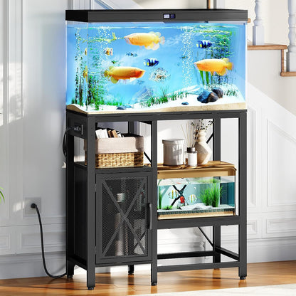 20-37 Gallon Fish Tank Stand, Aquarium Stand with Power Outlet and Storage Cabinet, Heavy Duty Tank