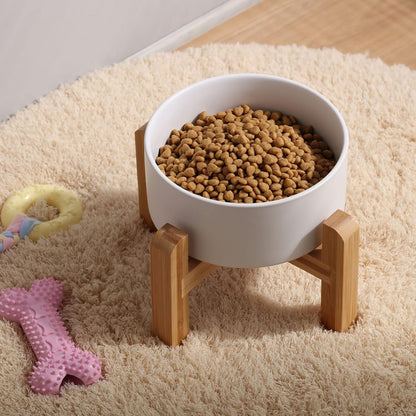 Petygooing White Elevated/Raised Ceramic Dog Bowl for Medium and Large Breeds, Dog Food Water Dish