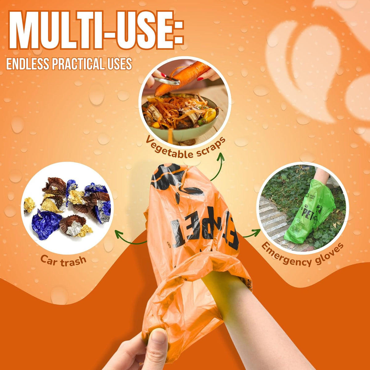 Pet N Pet 1080 Counts Orange Poop Bags for Dogs, 41% Plant Based & 59% PE Extra Thick Dog Poop Bags