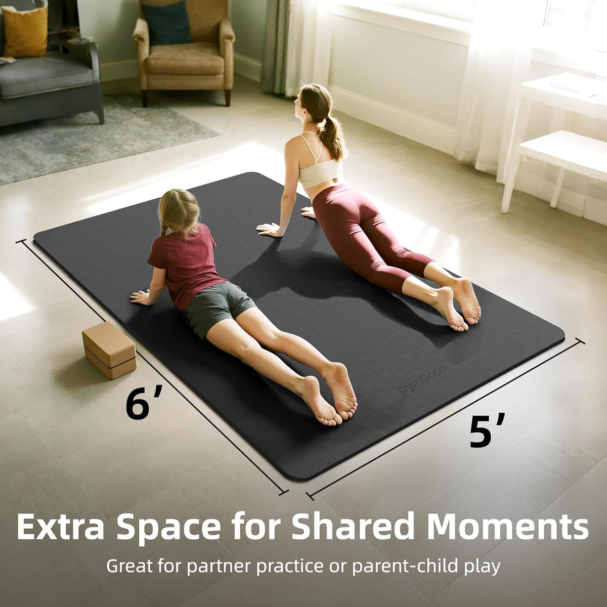 Extra Large Yoga Mat - 72"x35", 72"x48", 78"x57" - Wide TPE Exercise Mat for Home, Stretching