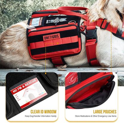OneTigris Service Dog Vest Harness, Service Dog Cape Guardian Dog Backpack Harness with Pouches Dog