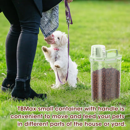 TBMax Small Dog Cat Food Storage Containers 2 Pack, Travel-Friendly Pet Food Container with Spout &