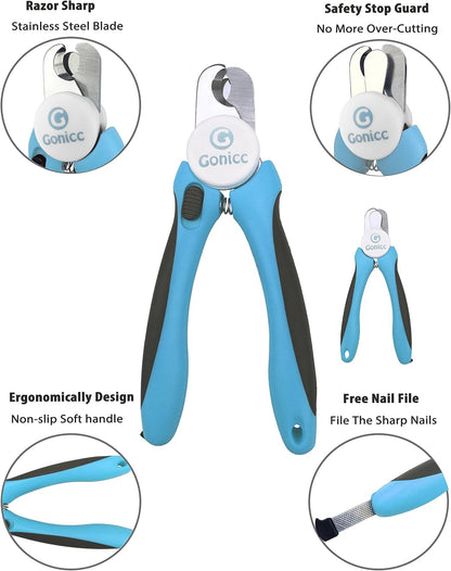 gonicc Professional Small Dog and Cat Nail Clippers Sharp Stainless Steel Pet Nail Trimmers(with