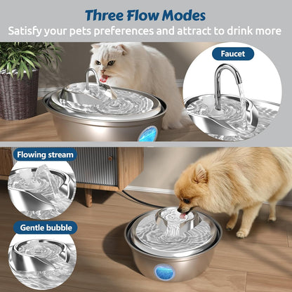 ORSDA Cat Water Fountain Stainless Steel, Cat Fountains for Drinking, 67oz/2L Automatic Pet