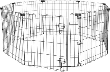 Amazon Basics Foldable Octagonal Metal Exercise Puppy / Dog Playpen - Indoor/Outdoor, Single Door