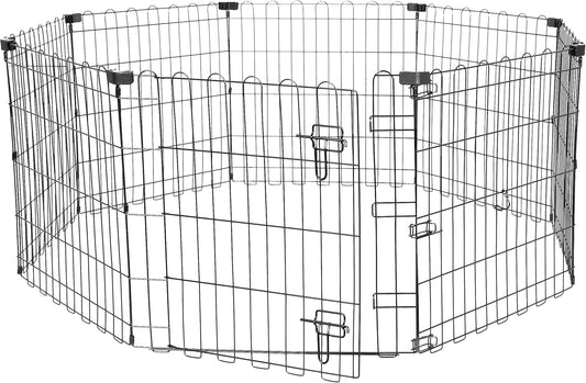 Amazon Basics Foldable Octagonal Metal Exercise Puppy / Dog Playpen - Indoor/Outdoor, Single Door