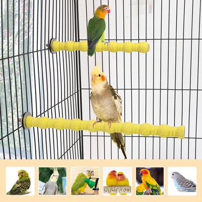 Hypeety 2PCS Wood Perch Stand Paw Grinding Stick Toy Pet Bird Cage Stand Platform for Bird Parrot