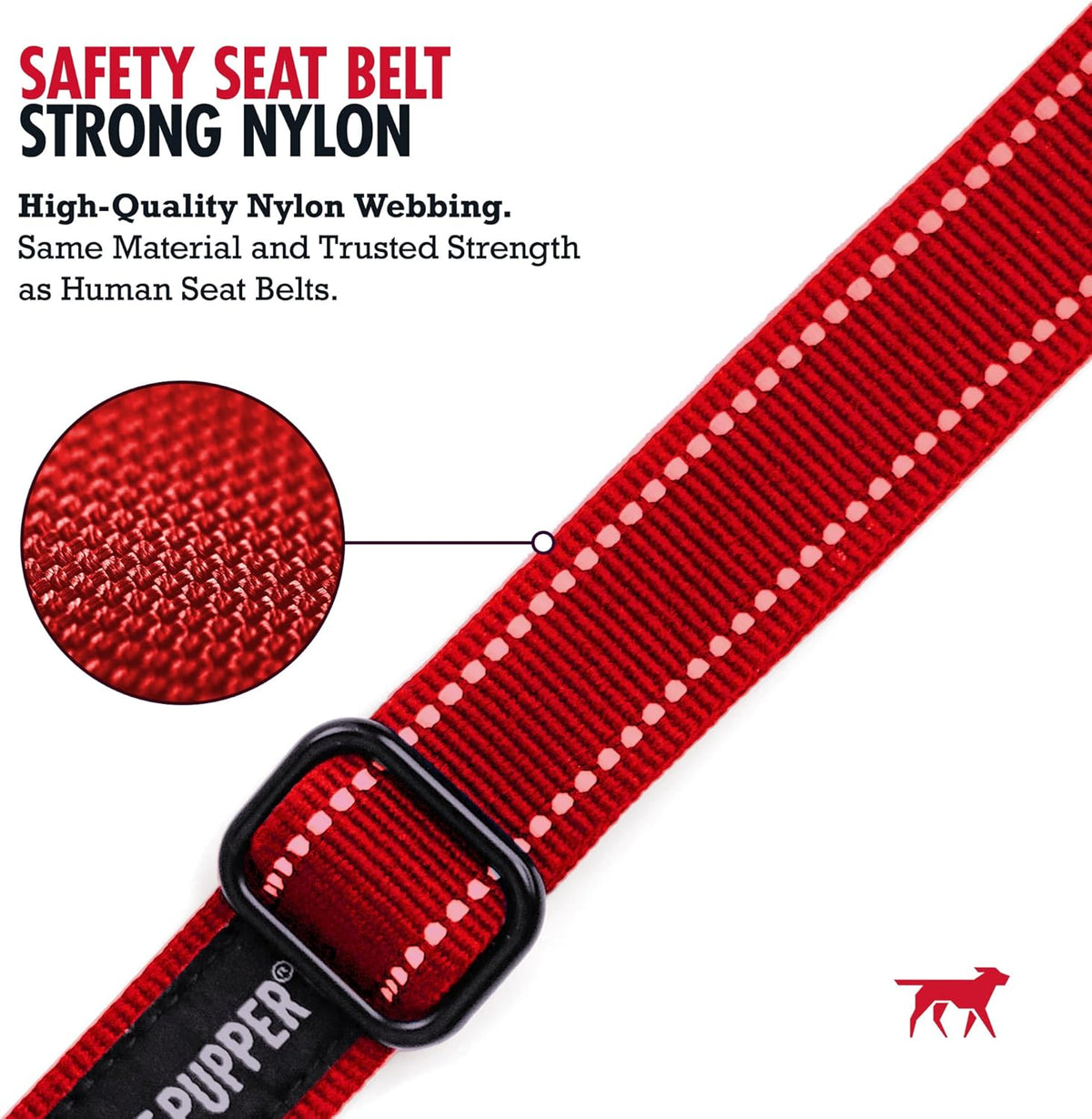 Tuff Pupper Dog Seat Belt | Adjustable Length Dog Seatbelt Restraint | Tangle-Free Locking