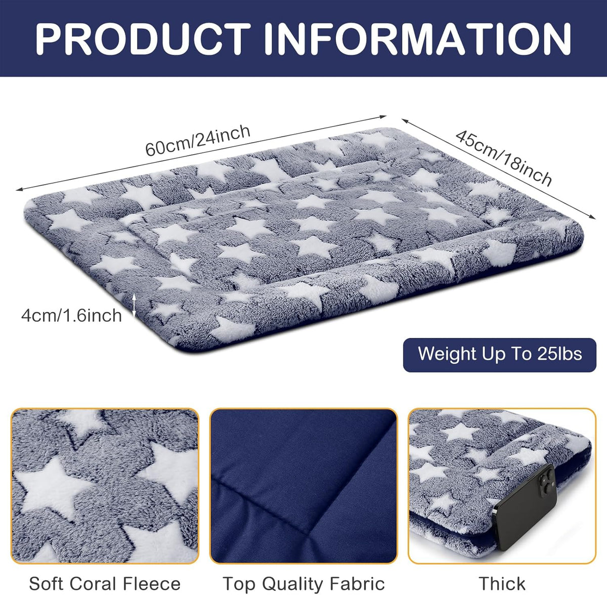 4 Pcs Washable Dog Crate Mat Kennel Pad Replaceable Reversible Pet Bed Pad for Crate Pet, Sleeping