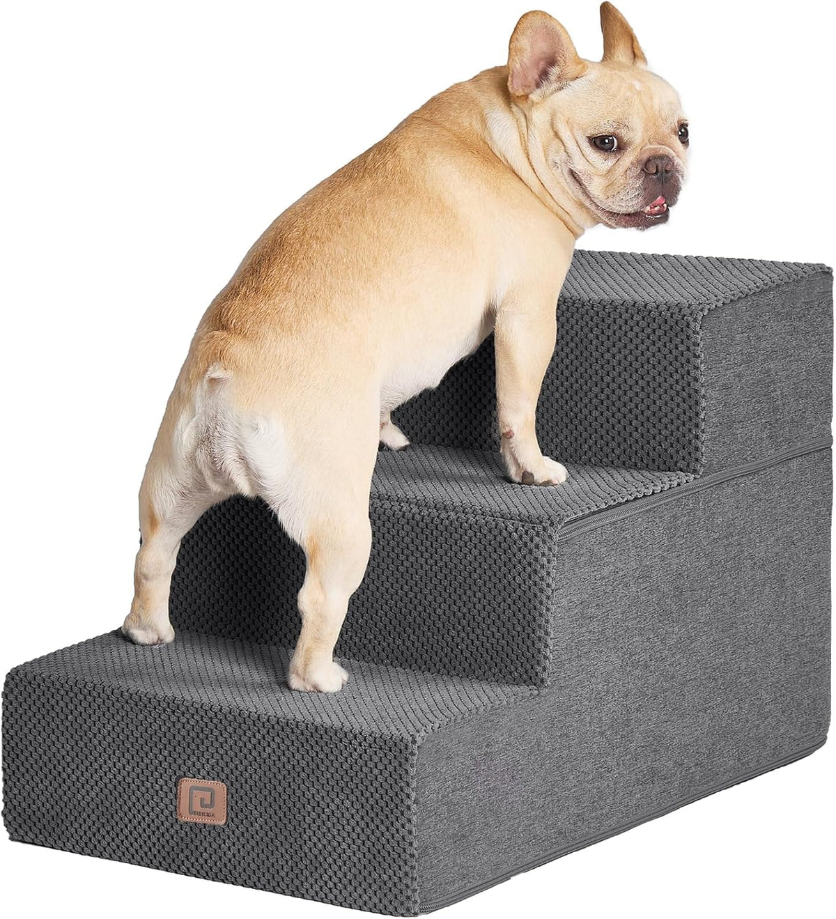 EHEYCIGA Dog Stairs for Small Dogs 16.5" H, 3-Step Extra Wide Dog Steps for Couch Sofa and Chair