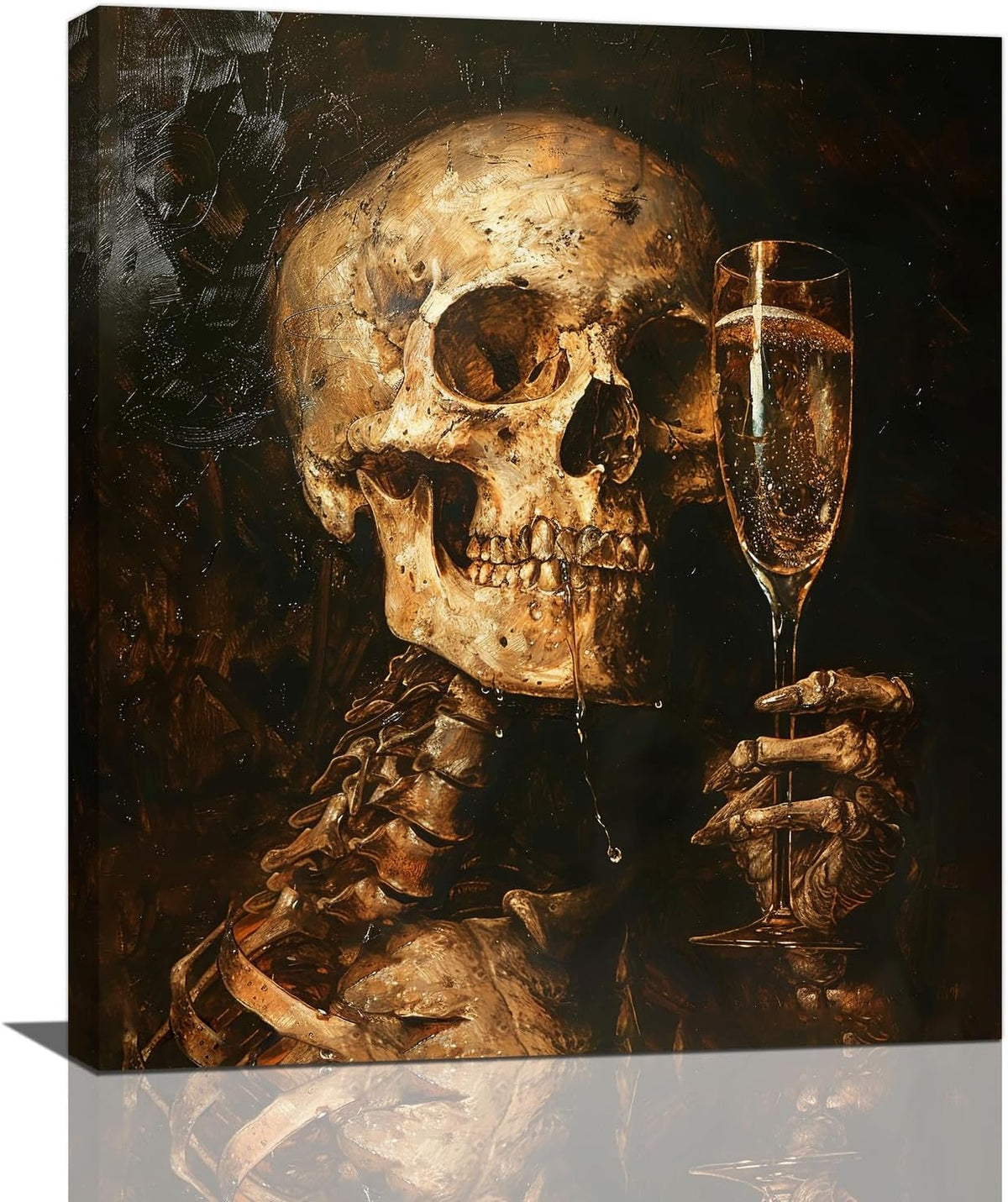 Quorin Gothic Skeleton Wall Art Goth Skull Champagne Wall Decor Dark Academia Pictures Horror
