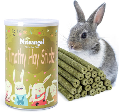 Niteangel 20pcs Natural Timothy Hay Sticks, Timothy Molar Rod for Rabbits, Chinchilla, Guinea Pigs