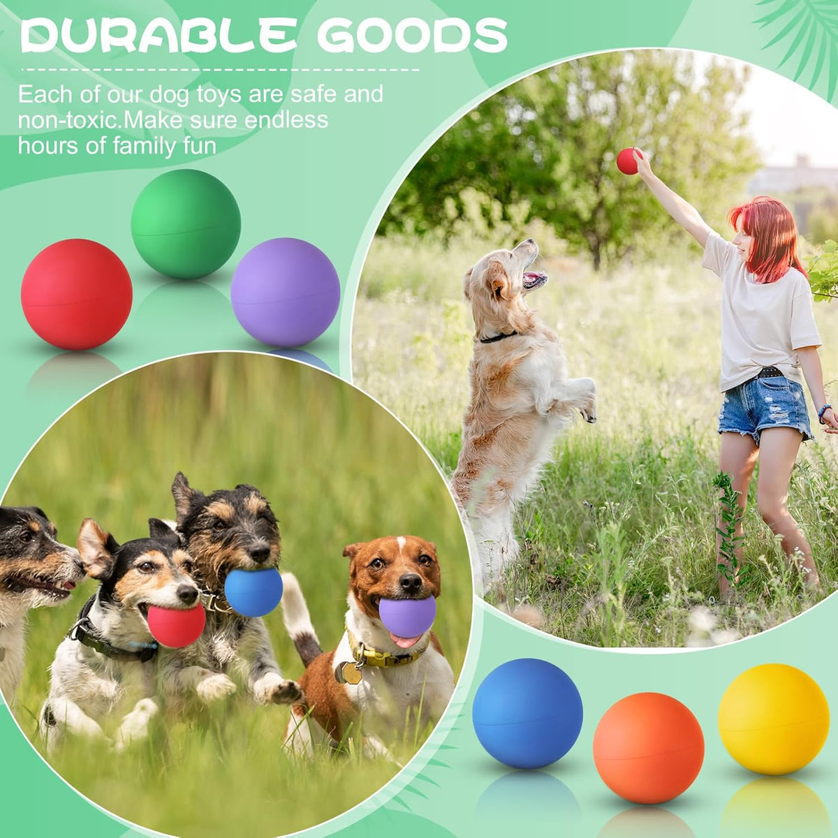Shappy 12 Pieces Rubber Dog Tennis Balls for Dog Colorful Catching Pet Balls for Fetch Training 2.4