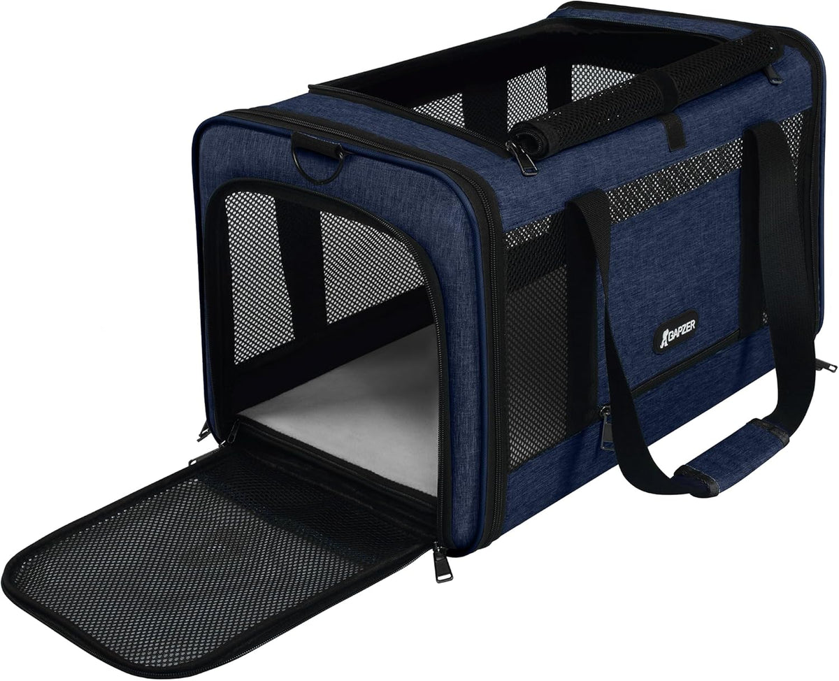 Cat Carrier 18x11x11 United Airline Approved, Top Loader Heavy Duty Softshell Pet Flying Bag 18lbs