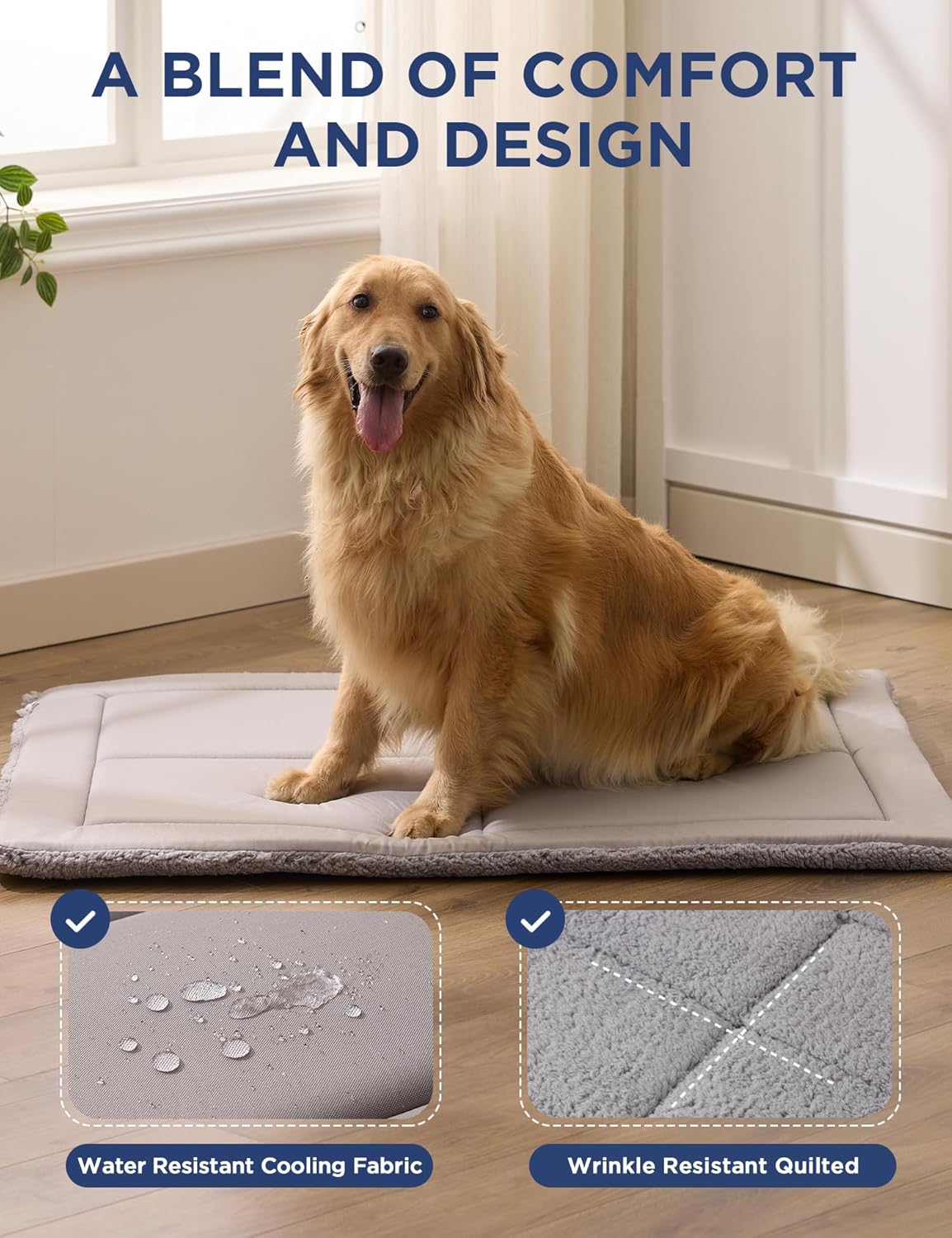 Joydeco Low Profile Dog Crate Mat Reversible Bed Pad, Washable Dog Pad Mat with Ultra Soft Fleece