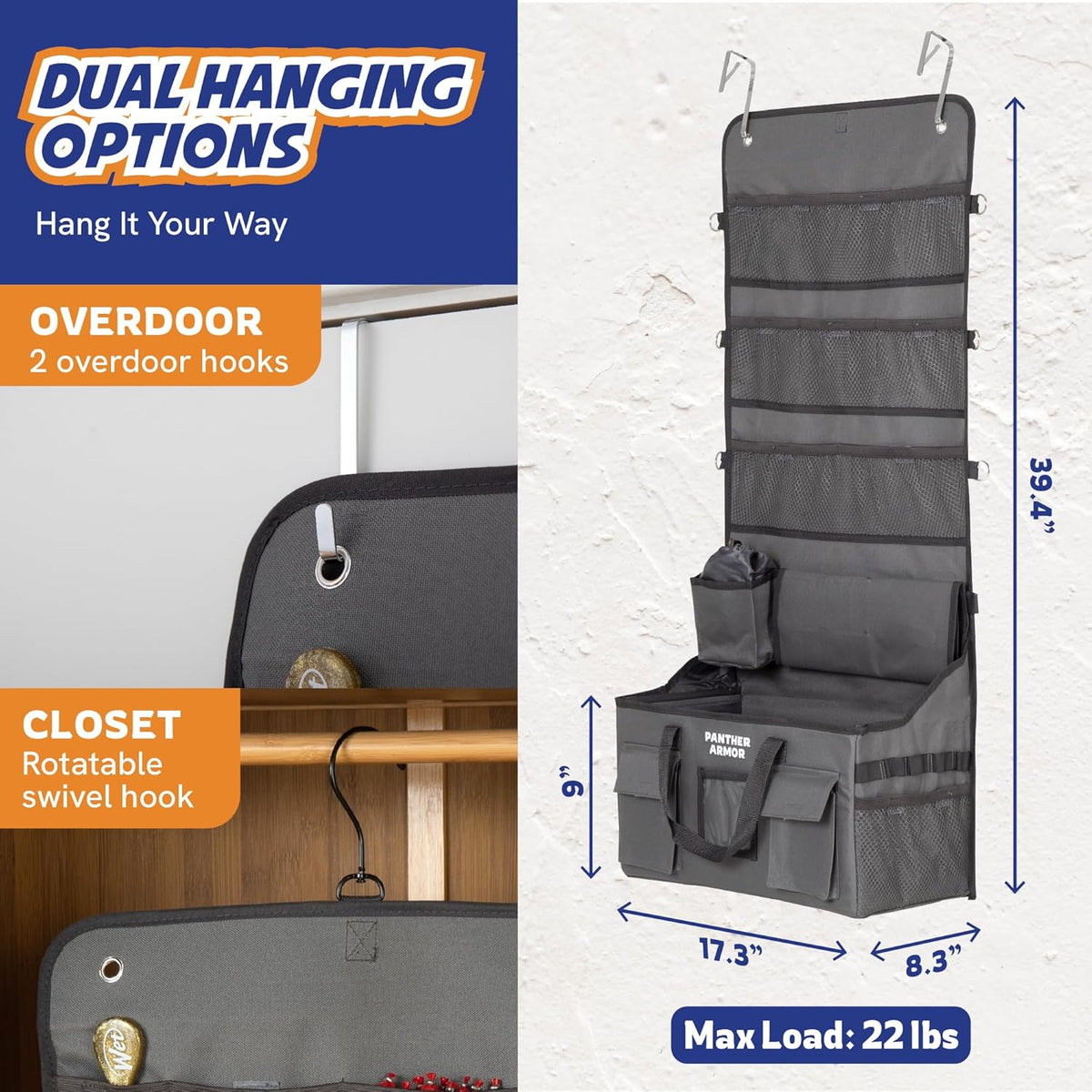Panther Armor Dog Travel Bag- Hanging Dog Organizer & Pet Storage Tote Bag for Supplies,mWaterproof