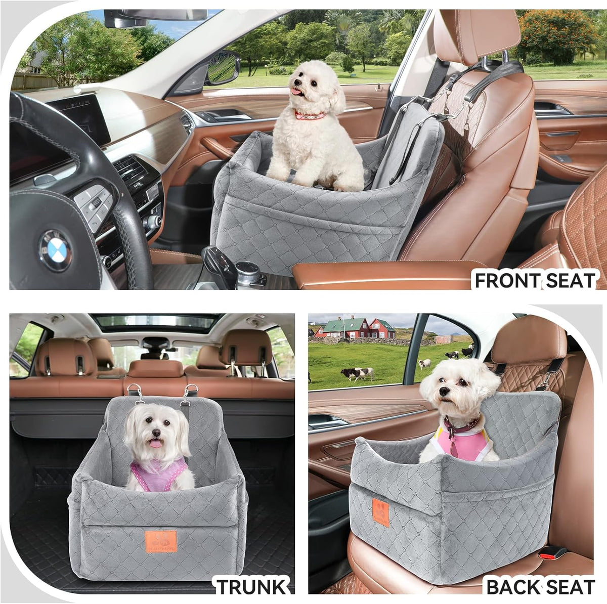 Dog Car Seat for Small/Medium Dogs, Dog Booster Car Seats with Thick Cushion for Dogs Under 35lbs