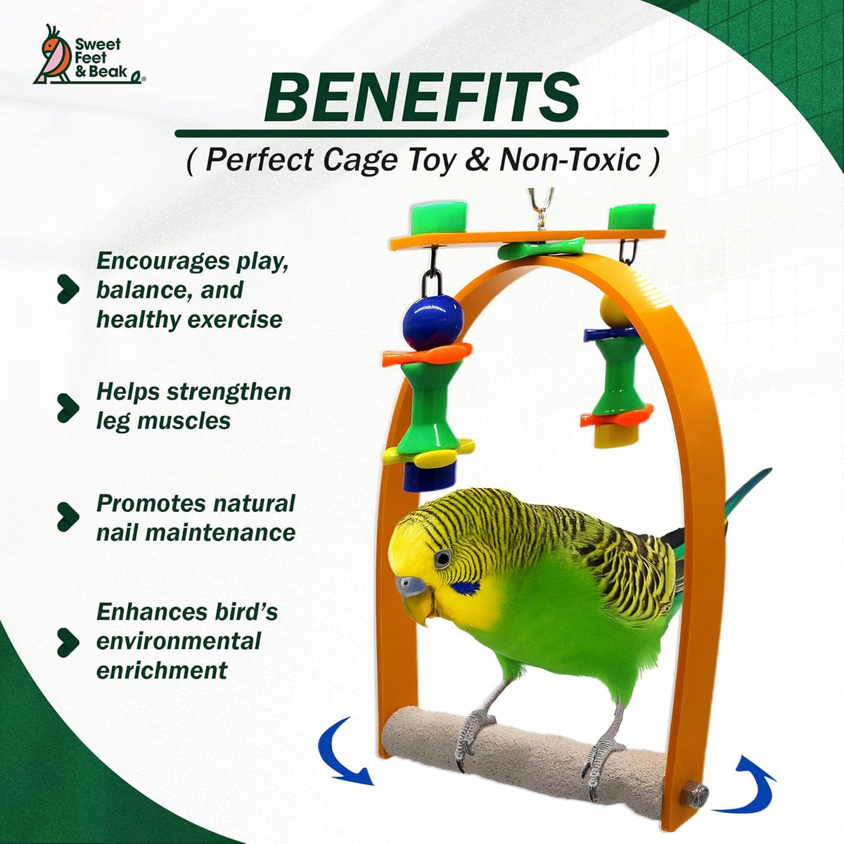 Medium Whirly Bird - Perfect Cage Toy Stimulates Visual and Physical Activity - Safe, Non-Toxic