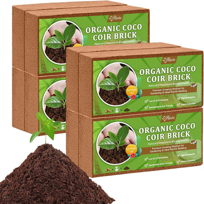 Riare 8pcs Organic Coco Coir Bricks Soil Blocks- 100% Natural Compressed Coco Peat Brick Coconut