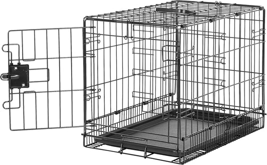 Amazon Basics Durable, Foldable Metal Wire Pet Crate with Tray, Portable and Sturdy for Travel